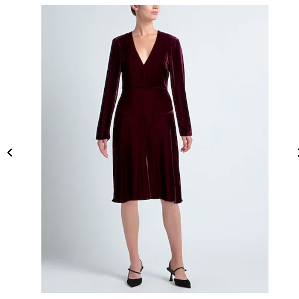 STELLA MCCARTNEY Garnet Velvet V-Neck Midi Dress 38